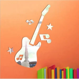 Musical Symbols Guitar Wall Decal Mirror Sticker - Removable Art Mural Unique Decor