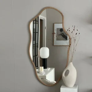 Modern Abstract Wall Mirror with Irregular Glass | Decorative Vanity Mirror for Bedroom Makeup | Adhesive Home Decor Aesthetic Art