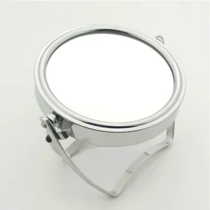 Dual-Sided Rotating Metal Vanity Mirror - Compact Desktop Makeup Mirror for Office or Room Decor - Modern Design